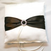 Ivory Satin Pillow w/ Chocolate Brown Sash