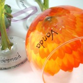Orange painted glassware