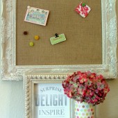 Vintage Style Distressed Burlap Memo Board