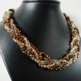 Brown Chunky Multistrand Glass Bead Necklace