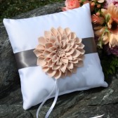 White Ring Pillow w/ Floral Brooch