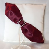 Ivory Satin w/ Red Sash Pillow