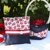 Ivory, Red & Navy Ring Pillow