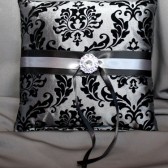 Steel Gray & Black Damask Pillow