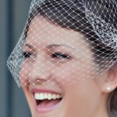 Ivory Bridal Birdcage Veil / Blusher / Bandeau Style 9 inch wide and 18 inch long by Mauve Binchely