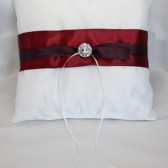 White Satin Pillow w/ Wine & Aubergine