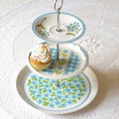 Blue Green Mod Retro Cupcake Stand
