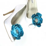 Magnetic Rhinestone Blue Flower Shoe Clips