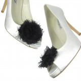 black chiffon flower shoe clips