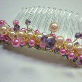 Lavender & Pink crystal hair comb