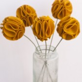 Mustard Felt Pom Pom Flowers
