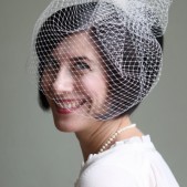 Ivory Bridal Birdcage Veil/ Blusher by Mauve Binchely