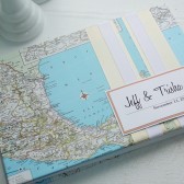 Custom Map Coptic Stitch Wedding Guest Book