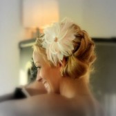 Light Pink Feather, Rhinestone and Crystal Comb and Fascinator