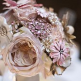 Silk Flower and Vintage Brooch Bouquet