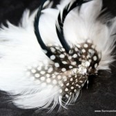 Striking Black and White Feather Veil Comb and Fascinator