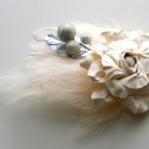 Ivory Rose Veil Comb and Fascinator with Feather Accents