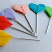 Origami Heart Cupcake Toppers