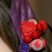 Red Rose Veil Comb and Fascinator with Purple Accents