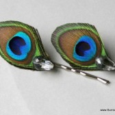 Peacock Feather and Crystal Hair Clip