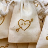 Heart & Initials Muslin 3x4 Muslin Bags