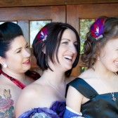 Red and Purple Rock and Roll Veil Comb, Fascinator - Leopard Accents