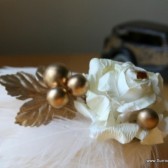 Ivory and Gold Veil Comb and Fascinator with Vintag Gold Accents