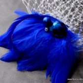 Royal Blue Crystal Veil Comb and Fascinator
