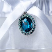 Wedding Garter Aquamarine Blue Gem