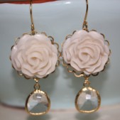 Ivory Rose Cabochon Earrings