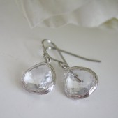 Clear Glass Silver Wrapped Earrings