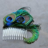 Beautiful Large Peacock Feather Hair Comb