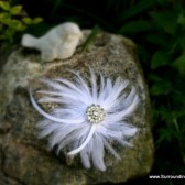 White Round Feather Veil Comb and Fascinator