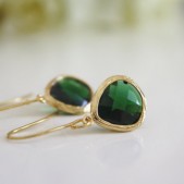 Emerald Green Glass Earrings