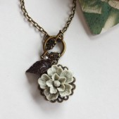 A Tinge of Grey Green.. - A Dreamy Romantic Flower Necklace