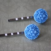 Victorian hair pins blue