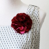 Fabric Brooch - Red Hot Silk and Organza Flower