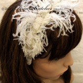 Carissa White Feather and Crystal headband, fascinator 