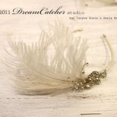 Elsa White Feather and Crystal headband, fascinator - K009