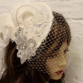 Stephanie Amazing Vintage Lace Feather Headpiece and Fascinator