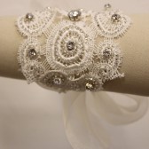 Elena Crystal and Embroidered Lace Bracelet -