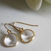 Clear Glass Gold Wrapped Earrings