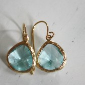 Aqua Blue Glass Earrings