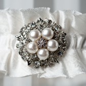 Wedding Garter Pearl Rhinestone