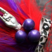 Rocker Chick Black White and Red Veil Comb, Fascinator - with Unique Leopard Accents 