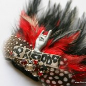 Rocker Chick Black White and Red Veil Comb, Fascinator - with Unique Leopard Accents 