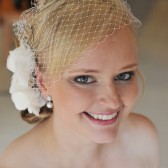 Ivory Bridal Birdcage Veil / Blusher / Bandeau Style 9 inch wide and 18 inch long by Mauve Binchely