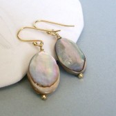 Abalone Shell and 14K Gold Plated Dangle Earrings