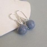 Blue Coral and Sterling Silver Dangle Earrings