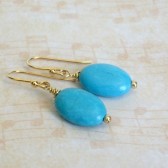 Blue Magnesite and 14K Gold Plated Dangle Earrings